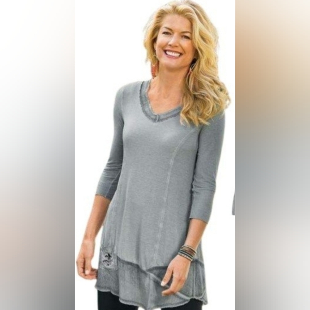 *Soft Surroundings Longline Tunic In Silverstone.